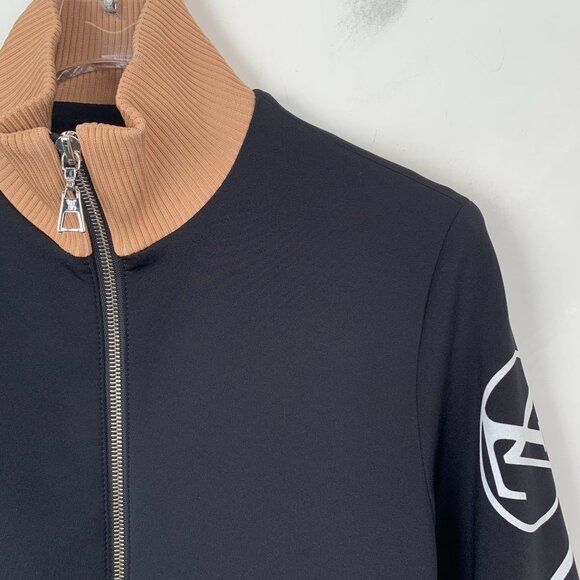 Louis Vuitton Logo Sleeve Black & Tan Bomber Jacket Size 34 XXS Made In France - Picture 6 of 7